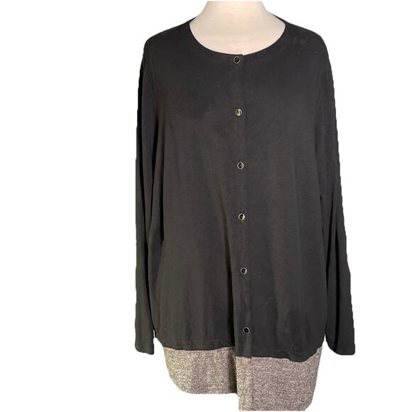 J.Jill Wearever Collection Women's Long Sleeve Button-Up Shirt Black/ Gray 2XL - Picture 1 of 3